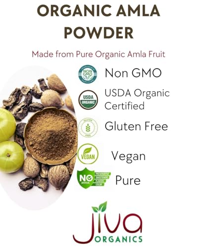 Polvo de Amla Orgánico 1.25 LB (20oz) - Puro, Libre de Gluten, No Transgénico, Vitamina C, Bolsa a Granel, 100% Natural - Jiva Organics - imagen 2
