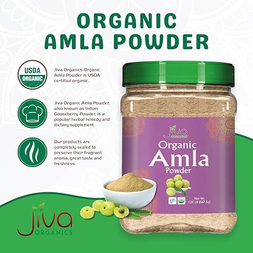 Polvo de Amla Orgánico 1.25 LB (20oz) - Puro, Libre de Gluten, No Transgénico, Vitamina C, Bolsa a Granel, 100% Natural - Jiva Organics - imagen 5