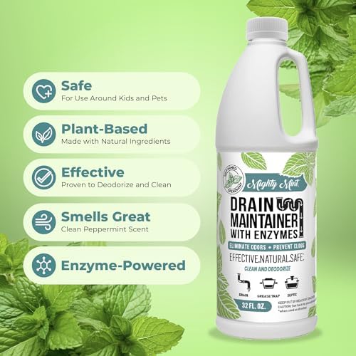 Mighty Mint Enzyme Mantenedor de Drenaje – Limpiador y Desodorante para Control de Olores y Prevención de Acumulación – Seguro para Tuberías, - imagen 5