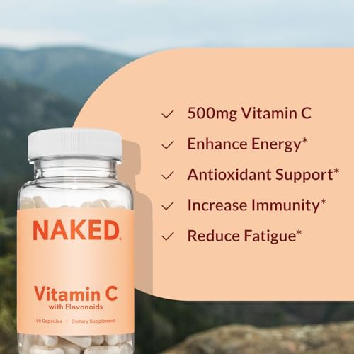 NAKED Vitamina C - Cápsulas de 500mg de Ácido Ascórbico con Bioflavonoides Cítricos - Antioxidante Diario y Soporte Inmunológico - Veganas, No GMO - - imagen 4