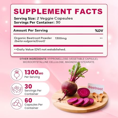 Cápsulas de Raíz de Betabel ZyliaVitaX – 1300mg de Polvo Orgánico, Suplemento Vegano y No GMO para Energía, Resistencia y Flujo Sanguíneo – 60 - imagen 7
