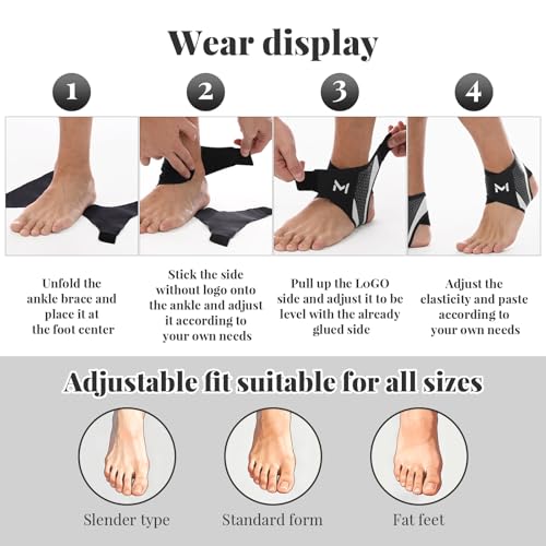 Yougeweiwu 2 Piezas de Soporte para Tobillo con Compresión y Estabilizador Ajustable para Hombres y Mujeres, Ideal para Entrenamiento y Actividades - imagen 3