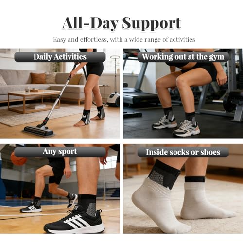 Yougeweiwu 2 Piezas de Soporte para Tobillo con Compresión y Estabilizador Ajustable para Hombres y Mujeres, Ideal para Entrenamiento y Actividades - imagen 5