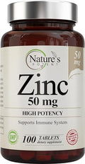 Suplemento de Zinc 50mg [Alta Potencia] - Apoyo al Sistema Inmunológico con Zinc Natural (Óxido/Citrato) 100 Tabletas, Fabricado por Nature’s Potent. - imagen 1