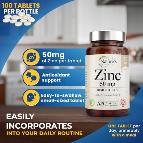 Suplemento de Zinc 50mg [Alta Potencia] - Apoyo al Sistema Inmunológico con Zinc Natural (Óxido/Citrato) 100 Tabletas, Fabricado por Nature’s Potent. - imagen 2