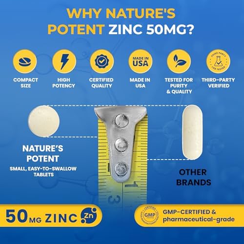 Suplemento de Zinc 50mg [Alta Potencia] - Apoyo al Sistema Inmunológico con Zinc Natural (Óxido/Citrato) 100 Tabletas, Fabricado por Nature’s Potent. - imagen 4