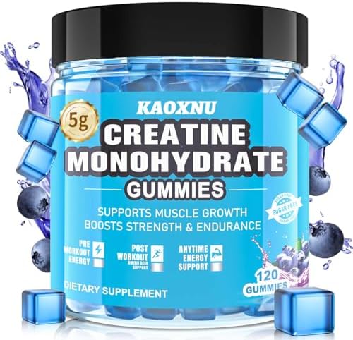 Gomitas de Creatina Monohidratada 5600mg para Hombres y Mujeres, 120 Unidades, Apoyo Muscular y Energía, 5.6g por Porción - Sin Azúcar (Sabor - imagen 1