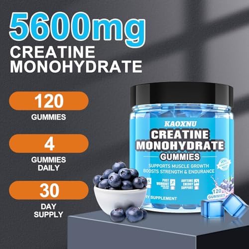 Gomitas de Creatina Monohidratada 5600mg para Hombres y Mujeres, 120 Unidades, Apoyo Muscular y Energía, 5.6g por Porción - Sin Azúcar (Sabor - imagen 7