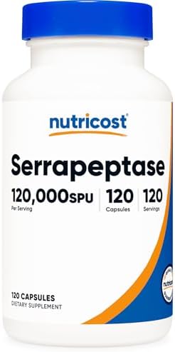 Nutricost Serrapeptasa 120,000 SPU, 120 Cápsulas - Libre de Gluten, No Transgénico y Apto para Vegetarianos - imagen 1