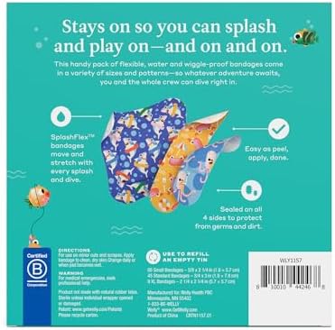 Paquete de Recarga Welly Bandage Ocean Friends | Curitas Adhesivas Flexibles y Resistentes al Agua | Formas y Patrones Variados para Cortes y - imagen 2