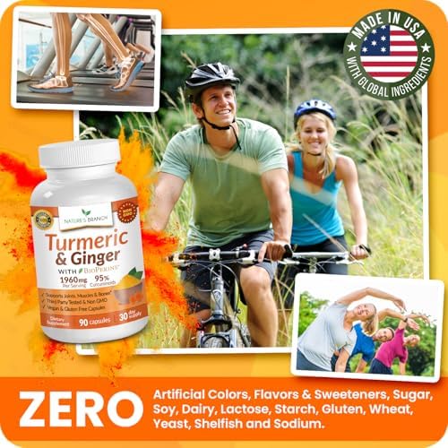 Suplemento de Cúrcuma y Jengibre para Soporte Articular y Confort Muscular – 1960mg de Cúrcuma Orgánica con Extracto de Pimienta Negra BioPerine, 90 - imagen 8