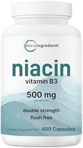 Micro Ingredients Niacina 500mg por Porción, 400 Cápsulas | Vitaminas B3 Sin Enrojecimiento | Suplemento Esencial de Doble Fuerza | Cuidado de la - imagen 1