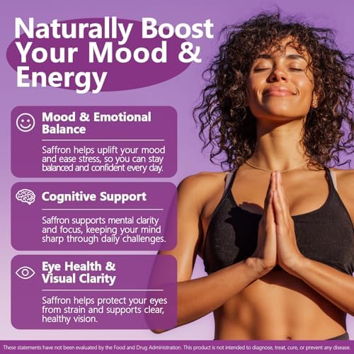 Suplementos de Azafrán HyberVive 88.5MG | 90 Cápsulas Veganas, Extracto de Azafrán para Energía, Enfoque y Ánimo, 100% Puro, Hecho en EE. UU., Sin - imagen 4