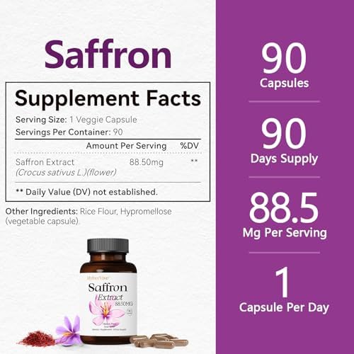 Suplementos de Azafrán HyberVive 88.5MG | 90 Cápsulas Veganas, Extracto de Azafrán para Energía, Enfoque y Ánimo, 100% Puro, Hecho en EE. UU., Sin - imagen 5