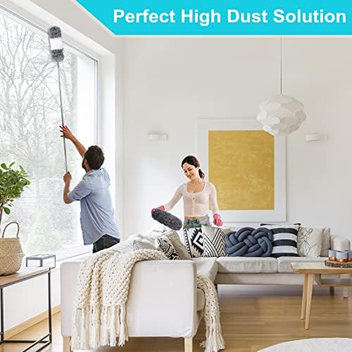 Juego de 12 Plumeros de Microfibra con Extensión de Acero Inoxidable de 30 a 100'', Lavables y Flexibles, Ideal para Limpiar Ventiladores, Techos - imagen 7