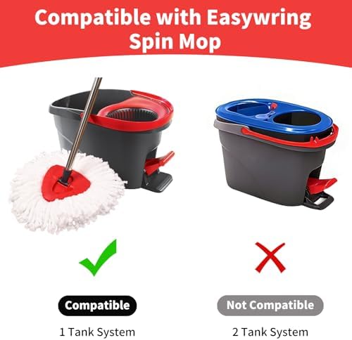 Cabezas de Repuesto para Mop Jikefa, Mango y Base Compatibles con el Sistema de Mop de un Tanque O Cedar EasyWring, 2 Repuestos de Microfibra, Mango - imagen 3