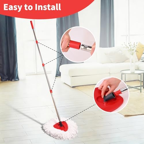 Cabezas de Repuesto para Mop Jikefa, Mango y Base Compatibles con el Sistema de Mop de un Tanque O Cedar EasyWring, 2 Repuestos de Microfibra, Mango - imagen 4