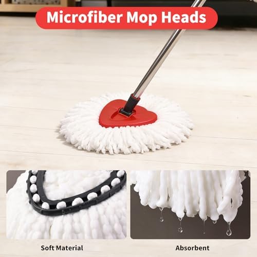 Cabezas de Repuesto para Mop Jikefa, Mango y Base Compatibles con el Sistema de Mop de un Tanque O Cedar EasyWring, 2 Repuestos de Microfibra, Mango - imagen 5