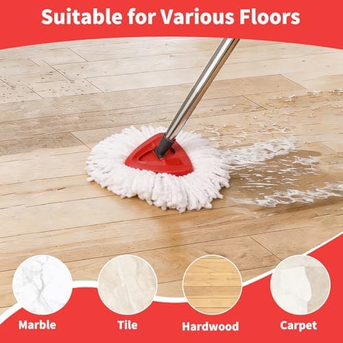 Cabezas de Repuesto para Mop Jikefa, Mango y Base Compatibles con el Sistema de Mop de un Tanque O Cedar EasyWring, 2 Repuestos de Microfibra, Mango - imagen 6