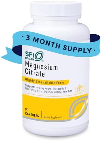 Suplemento de Citrato de Magnesio Klaire Labs SFI Health - Magnesio Altamente Biodisponible para Energía, Músculos, Nervios, Huesos y Cognición (90 - imagen 1