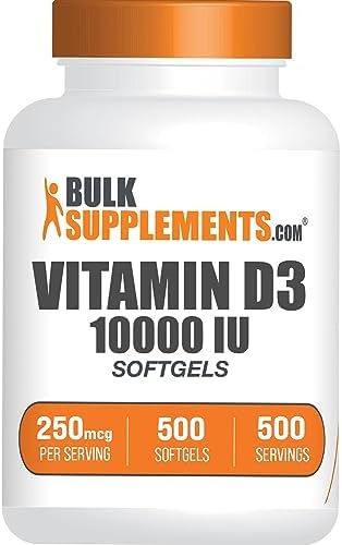 BulkSupplements.com Vitamina D3 10000UI en Softgels - Suplemento de Cholecalciferol, 500 Softgels, Suministro para 500 Días - imagen 1
