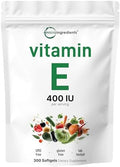 Micro Ingredients Vitamina E 400UI, 300 Softgels | Cápsulas de Aceite de Vitamina E Pura | Suplementos Antioxidantes para Piel, Corazón e Inmunidad | - imagen 1