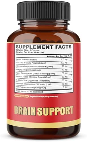 Suplemento Agobi 9 en 1 para el Cerebro - Raíz de Ashwagandha Concentrada, Polvo de Gotu Kola, Polvo de Bacopa Monnieri y Más - 90 Cápsulas - - imagen 7