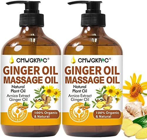Paquete de 2 Aceites de Jengibre para Masaje, Drenaje Linfático y Alivio de Músculos Cansados, con Extracto de Árnica, Aceite de Uva y Vitamina E - imagen 1