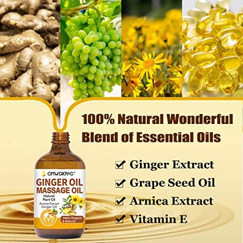 Paquete de 2 Aceites de Jengibre para Masaje, Drenaje Linfático y Alivio de Músculos Cansados, con Extracto de Árnica, Aceite de Uva y Vitamina E - imagen 2