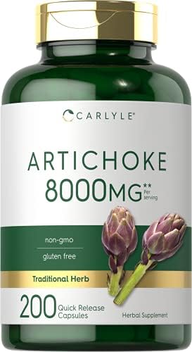 Cápsulas de Extracto de Alcachofa Carlyle | 200 Contenido | Suplemento Sin OGM y Libre de Gluten - imagen 1