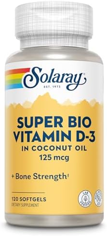SOLARAY Super Bio Vitamina D3 en Aceite de Coco - 5000 IU - Suplemento para Huesos y Sistema Inmunológico - Verificado en Laboratorio, Sin Soja - 120 - imagen 1