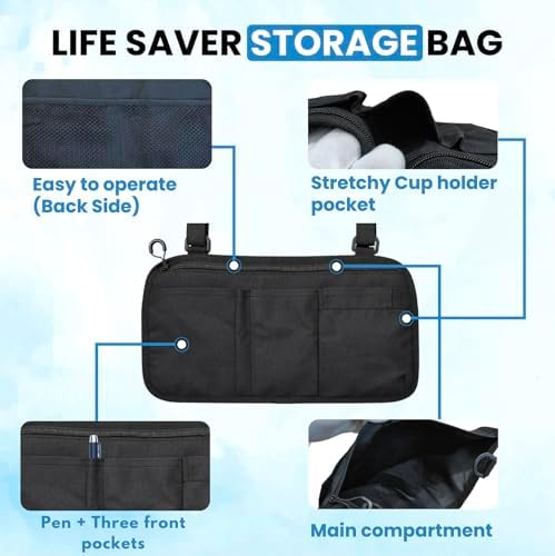Accesorios para Silla de Ruedas, Soporte para Taza Rotatable 360°, Bolsa Lateral, Clip Fuerte para Silla de Ruedas, Scooter de Movilidad y Andadores - imagen 4