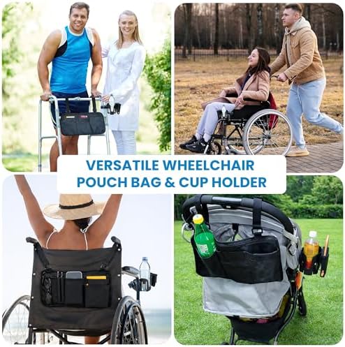 Accesorios para Silla de Ruedas, Soporte para Taza Rotatable 360°, Bolsa Lateral, Clip Fuerte para Silla de Ruedas, Scooter de Movilidad y Andadores - imagen 6