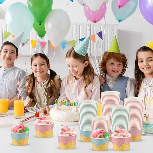 Taza de Papel para Helado Augisteen 50 Piezas 9oz, Bowls Desechables para Postres, 2 Diseños, Ideal para Fiestas y Snacks Fríos o Calientes - imagen 7
