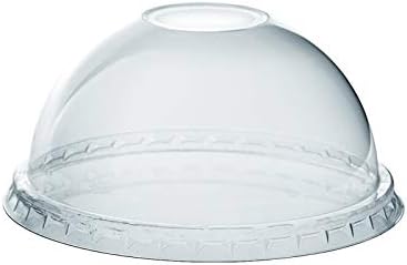 Tapa de Plástico PET Transparente GUSTO [100 Piezas] con Abertura para Popote para Vasos de Milkshake de 12, 16, 20 y 24 oz. - imagen 1