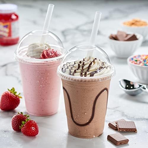 Tapa de Plástico PET Transparente GUSTO [100 Piezas] con Abertura para Popote para Vasos de Milkshake de 12, 16, 20 y 24 oz. - imagen 3