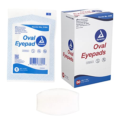 Compresas Oculares Estériles Dynarex Ovaladas - Parche de Algodón Envuelto Individualmente con Cubierta de Malla - Uso Único, Cómodas y Absorbentes - - imagen 1
