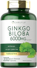 Cápsulas de Ginkgo Biloba Carlyle | 200 Cápsulas | Con Extracto de Bacopa | Suplemento Herbal Extra Fuerte, Sin OGM y Sin Gluten - imagen 1