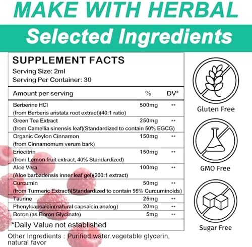 Gotas de Suplemento GLP-1 | 9 en 1 Premium GLP1 con Berberina, Canela de Ceilán, Extracto de Té Verde, Eriocitrina, Apoyo Natural para Metabolismo y - imagen 2