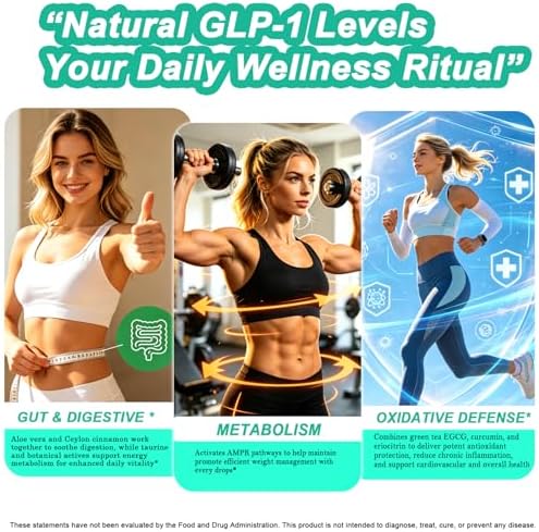 Gotas de Suplemento GLP-1 | 9 en 1 Premium GLP1 con Berberina, Canela de Ceilán, Extracto de Té Verde, Eriocitrina, Apoyo Natural para Metabolismo y - imagen 4