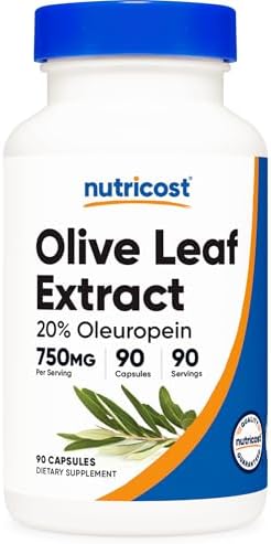 Extracto de Hoja de Olivo Nutricost (20% Oleuropeína) 750 MG, 90 Cápsulas - Sin OGM, Libre de Gluten - imagen 1