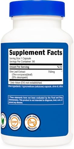 Extracto de Hoja de Olivo Nutricost (20% Oleuropeína) 750 MG, 90 Cápsulas - Sin OGM, Libre de Gluten - imagen 5