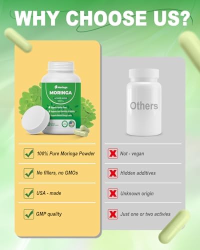 Cápsulas de Moringa – Suplemento de 800mg de Moringa Pura – 60 Cápsulas para Energía Natural, Sistema Inmunológico, Salud de Piel y Digestiva, - imagen 6