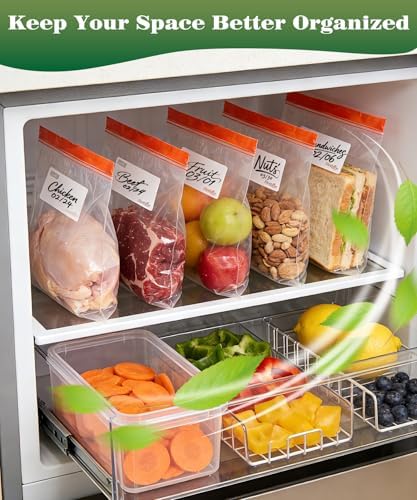 Bolsas de Almacenamiento para Alimentos Sipthene de 1 Galón, 200 Piezas, Resistentes y Sin BPA, con Doble Cierre y Etiquetas para Escribir, Ideal - imagen 2
