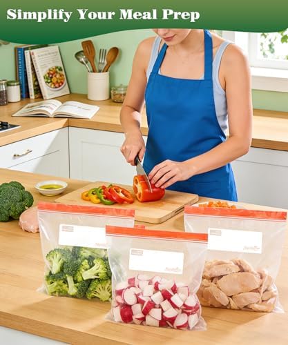 Bolsas de Almacenamiento para Alimentos Sipthene de 1 Galón, 200 Piezas, Resistentes y Sin BPA, con Doble Cierre y Etiquetas para Escribir, Ideal - imagen 5