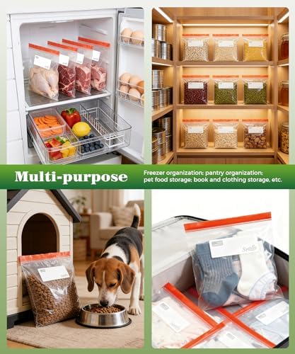 Bolsas de Almacenamiento para Alimentos Sipthene de 1 Galón, 200 Piezas, Resistentes y Sin BPA, con Doble Cierre y Etiquetas para Escribir, Ideal - imagen 6
