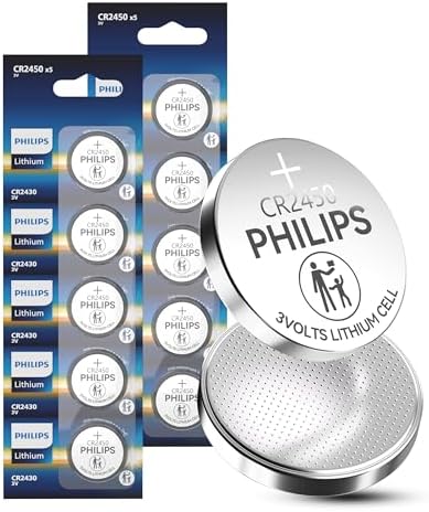 Batería de botón de litio Philips CR2450 3V, paquete de 10, 10 años de vida útil, a prueba de fugas, empaquetado a prueba de niños, compatible con - imagen 1