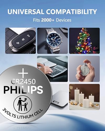 Batería de botón de litio Philips CR2450 3V, paquete de 10, 10 años de vida útil, a prueba de fugas, empaquetado a prueba de niños, compatible con - imagen 7