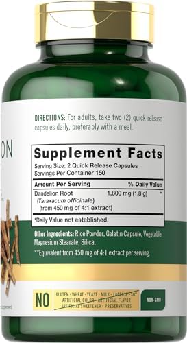 Extracto de Raíz de Diente de León Carlyle | 300 Cápsulas | Suplemento Herbal | Taraxacum Officinale | Sin OGM y Libre de Gluten - imagen 2
