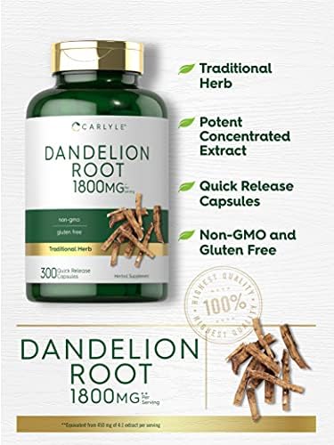 Extracto de Raíz de Diente de León Carlyle | 300 Cápsulas | Suplemento Herbal | Taraxacum Officinale | Sin OGM y Libre de Gluten - imagen 3